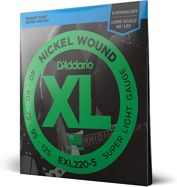 Daddario Exl220-5 Bas Gitar Tel Seti, 5 Telli, Xl, 40-125, Long Scal