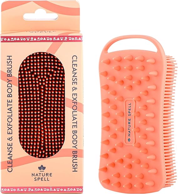 Nature Spell Silicone Body Scrubber, Gentle & Waterproof, for All Skin Type | Dual-Sided Exfoliator & Cleansing Brush, Improves Blood Circulaion and Soothes Skin