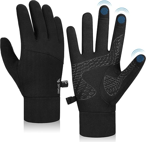 Lapulas Cycling Touch Screen Thin Gloves,Thermal Black Lightweight，Unisex