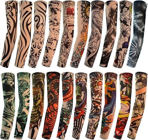 HOVEOX 20Pcs Tattoo Arm Sleeves Fake Tattoo Sleeves for Men and Women