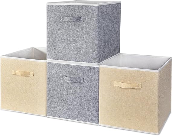 Storage Box for cube unit Organiser Basket 33L x 38W x 33H cm Grey+Apricot