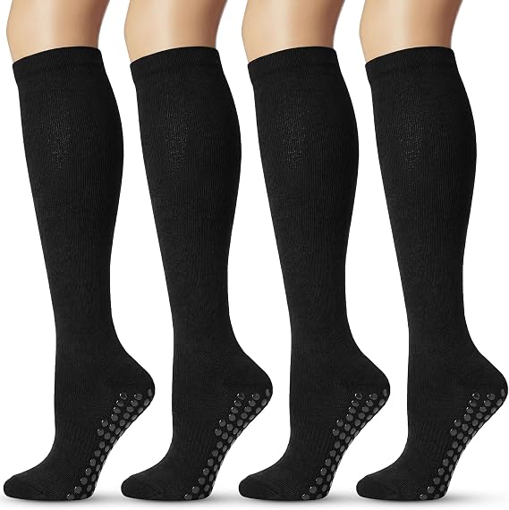 4 Pairs knee high socks for women Bamboo Calf Dress Long Athletic Tall Tube Socks for Outdoor Sport