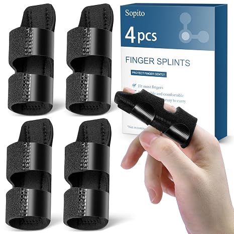 Sopito Finger Splint for Index, Middle, Ring Fingers Straightening, 4 Pack