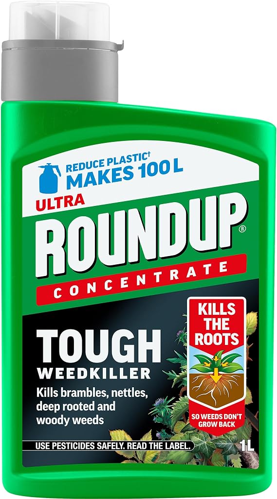Roundup Tough Weedkiller, Concenrate, Makes up to 100 Litres, 1 Litre