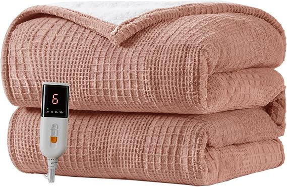 Texciting Heated Blanket 50"X60",Soft Electric Blanket,ETL Certified,Fog Rose