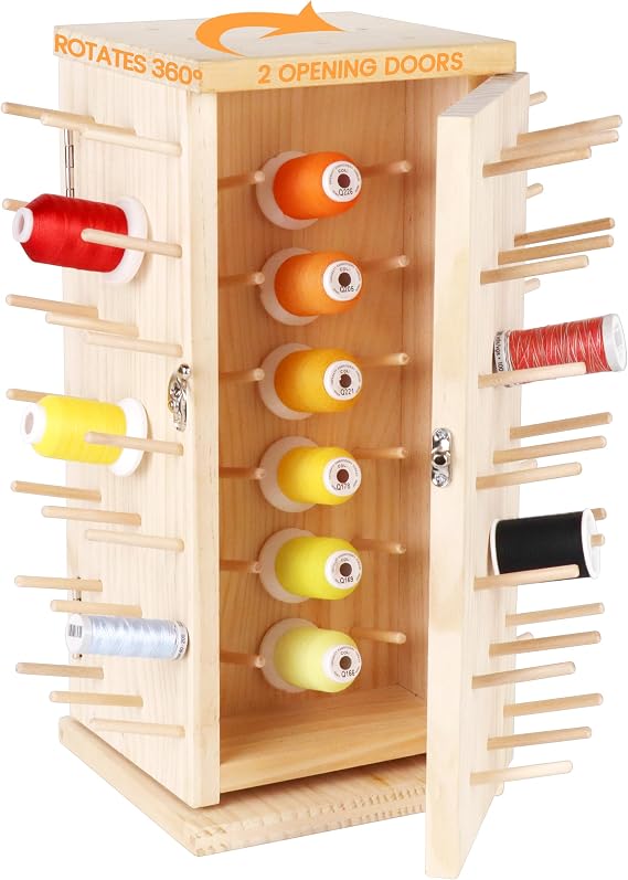 New brothread 129 Spools 360 Fully Rotating Wooden Thread Rack