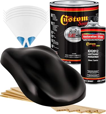 Custom Shop - Boulevard Black - Hot Rod Flatz Flat Matte Satin Urethane Auto Paint - Complete Gallon Paint Kit - Professional Low Sheen Automotive, Car Truck Coating, 4:1 Mix Ratio