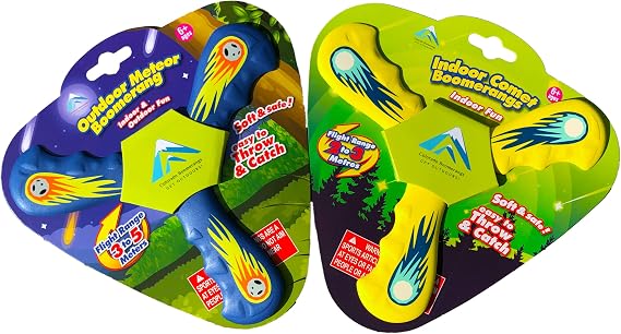 Comet and Meteor Boomerang 2 Pack -  with One Outdoor Meteor and One Indoor Comet Boomerang
