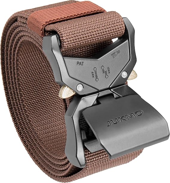 JUKMO Tactical Belt, Military Hiking Rigger 1.5" Nylon Web Work Belt | Heavy Duty Quick Release Aluminum Alloy Buckle & Stretch Belt Strap