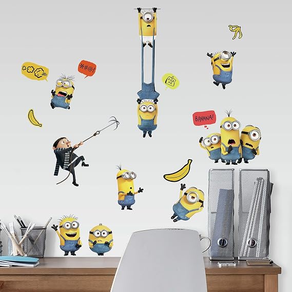 RoomMates Minions: The Rise of Gru Peel and Stick Wall Decals, Vinyl, 30 Decals