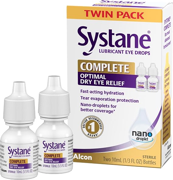 Systane COMPLETE Lubricant Dry Eye Drops, 0.33 Fl Oz, 2 Pack