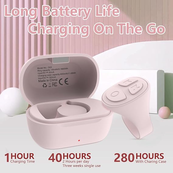 STDFORU TikTok Scrolling Ring, Bluetooth Camera Remote Control for iPhone, iPad, Android, Scrolling Ring for TikTok, YouTube, Instagram (Pink)