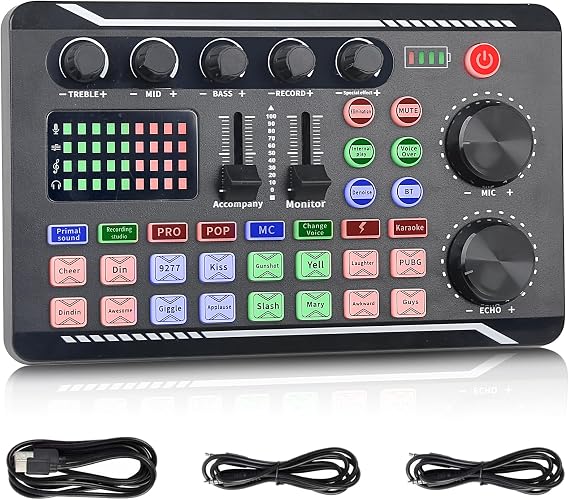 Professional Live Sound Card, Audio Mixer and Audio Interface with DJ Mixer Effects, Voice Changer - Studio Equipment for Streaming/Podcasting/Gaming