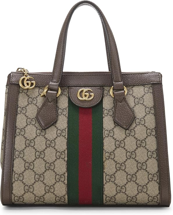 Pre-loved Brown GG Supreme Canvas Ophidia Tote Small, Brown