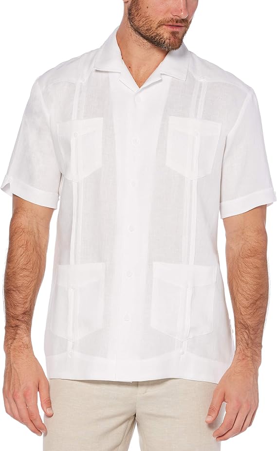 Cubavera Men's 100% Linen Short Sleeve Button-Down Guayabera Shirt (Available in Big & Tall)