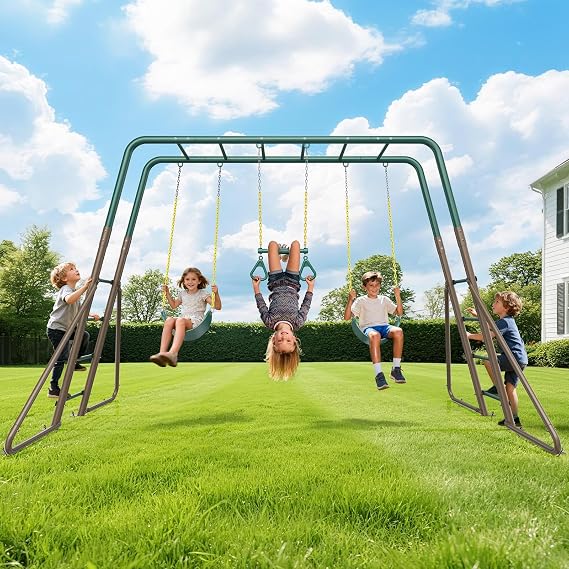 Hapfan Swing Sets with Monkey Bars for Backyard