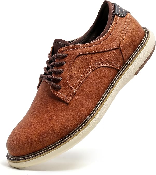 Casual Dress Shoes Men Size 8 Dress Sneakers CAN Barefoot WEAR Business Fashion Shoes Stylish Formal Derby Oxford Brown