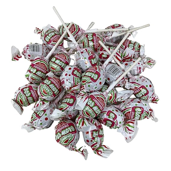 Strawberry Lollipops with Chewing Gum,2 Lbs Individually Wrapped(32 oz)