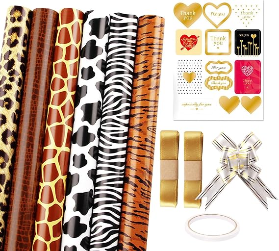 SJORHNUS Wrapping Paper,Gift Wrapping Paper Sheets for Wedding Birthdays Graduation Christmas,Leopard Print Wrapping Paper(6 Sheets,20x27 Inch,6 Mixed Patterns)