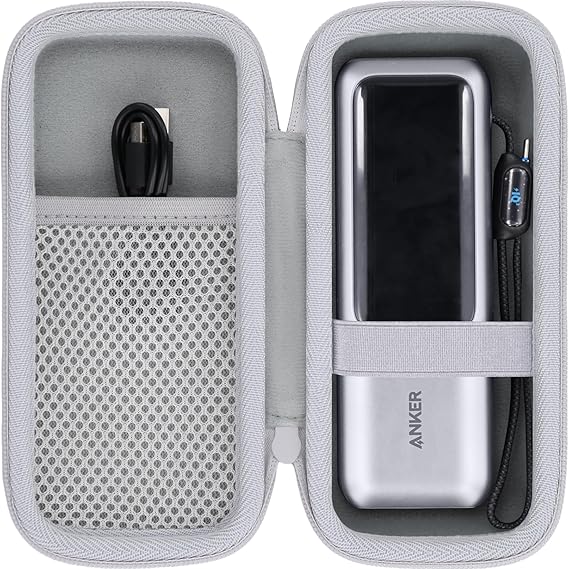 co2CREA Case for Anker 25,000mAh Laptop Power Bank, White | Compatible with Zolo A1695 25K 165W, Mesh Accessory Pocket, Comfortable Wrist Strap, Cable Organization