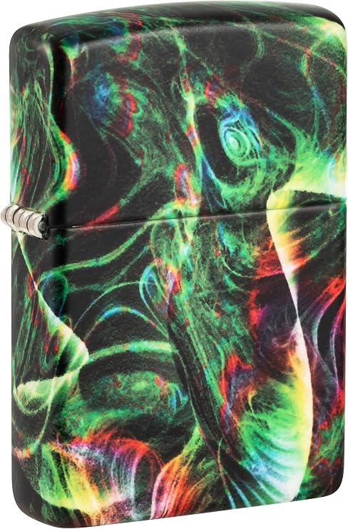 Zippo Psychedelic Swirl Design Glow in The Dark Green Matte Pocket Lighter