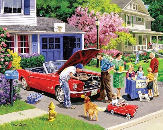 White Mountain 1000 Piece Jigsaw Puzzle Car Summer Scene, Ready for a Drive