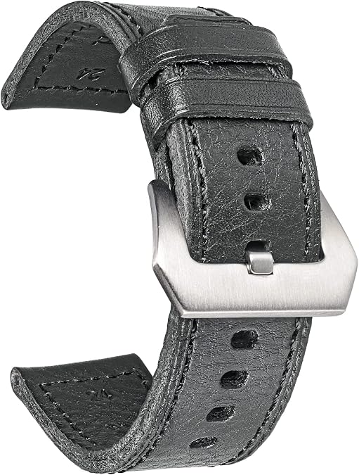 Hemsut Genuine Leather Watch Band, Retro Vintage 20 22 24 26mm Handmade Replacement Leather Watch Strap for Men and Women