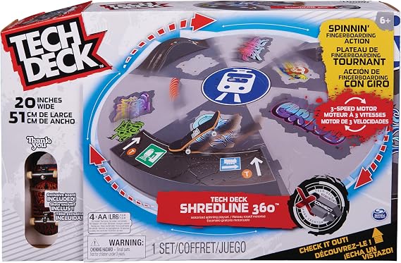 Tech Deck, Shredline 360 Motorized Skate Park, X-Connect Creator, Customizable and Buildable Turntable Ramp Set with Exclusive Fingerboard, Kids Toy for Boys and Girls Ages 6 and up