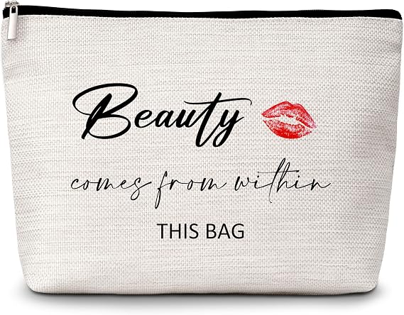 GREOXG Beauty  from Within This Bag Makeup Bag, Small Travel Cosmetic Bag with Zipper, Cute Makeup Pouch Gift Ideas for Women Teen Girls Friends Mom Sisters Birthday Christmas Wedding-E50