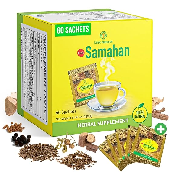 SAMAHAN Ayurvedic Herbal Tea Packets - Sri Lankan Ceylon Blend with 14 Natural Herbs Including Ginger, Black Pepper & More, Herbal Tea Bags for Wellness, Relaxation & Daily Comfort - 60 Count