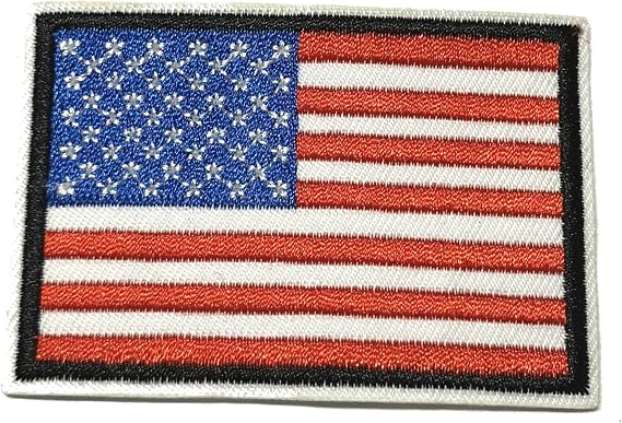 American Flag Patch 2.75" x 2" Emblem Fully Embroidered Iron-on/Sew-on Decorative Embroidery Applique Clothing Vest Jacket Premium Stitching USA Patriotic Badge WHITE BORDER US UNITED STATES SHOULDER