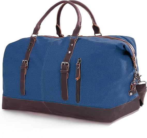 Weekender Travel Bag for Men & Women, Large Overnight Duffle Carry On Bag with Easy-Grip Handles, Gym Tote for Work, Weekend Trips, Sports (Blue)