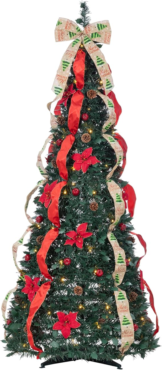 6 ft. Pre Lit Warm White LED Pop Up Decorative Pine Tree