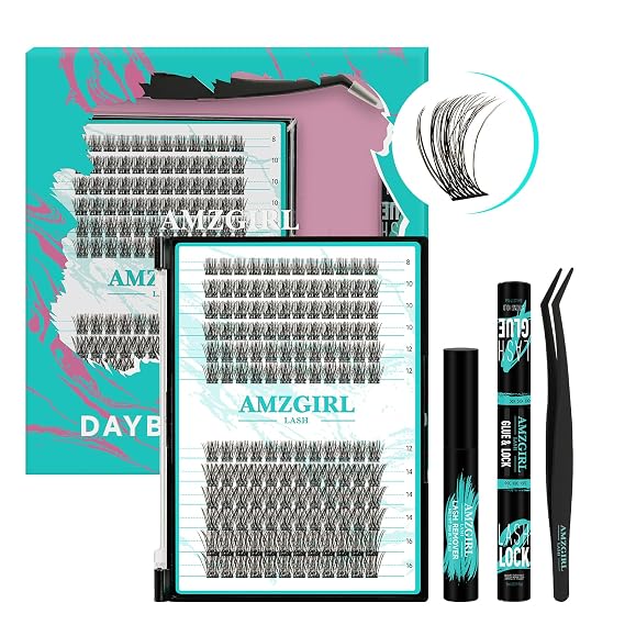Lash Clusters kit Daybreak Lash Extension Kit with Lash Bond & Seal Lash Remover and Lash Applicator for Diy Lash Extension Kit at Home(D-Mix8-16mm kit,Daybreak-v22)