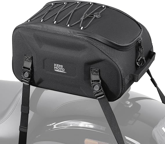 KEMIMOTO 13L Motorcycle Tail Bag, Waterproof Rear Seat and Luggage Rack Bag with Rain Cover and Shoulder Strap, Motorcycle Storage Bag for Commuting, Daily Rides, Weekend Trips and Short Travel