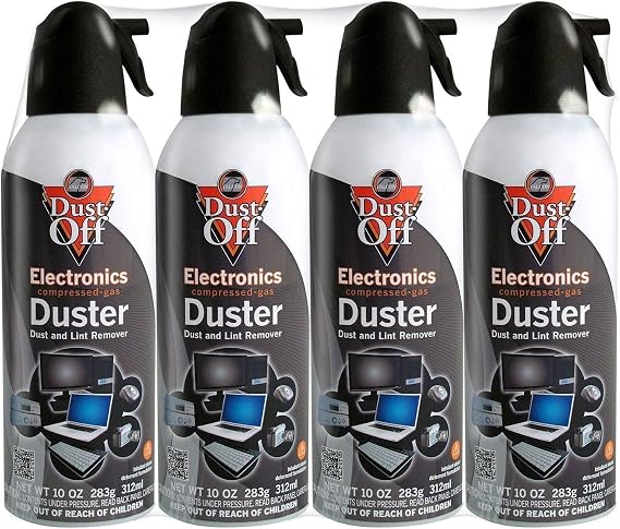 Dust-Off Falcon Compressed Gas (152a) Disposable Cleaning Duster 4 Count, 10 oz. Can (DPSXL4T), Black