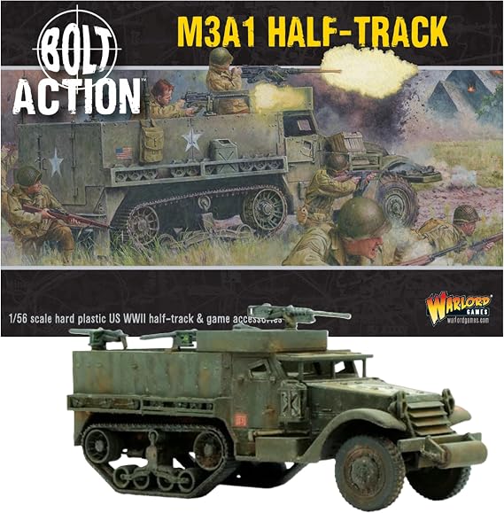 Warlord Games US Army M3A1 Half-Track 1:56 / 28mm Plastic Scale Model for Bolt Action Highly Detailed World War 2 Miniatures