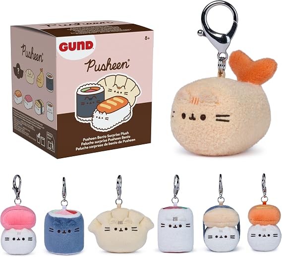 GUND Pusheen Bento 3-Inch Surprise Food-Themed Plush (UNbox 1 of 8 Styles) | Blind Bag Mystery Unboxing Inspires Fun Food Roleplay Adventures; Includes One Random 3.5-Inch Stuffed Keychain Bag Charm