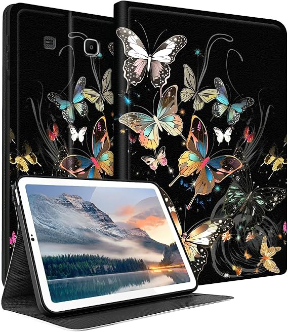 for Samsung Galaxy Tab E 9.6" 2015 (SM-T560/T561/T565/T567) Tablet Case, PU Leather Stand Shell Multiple Viewing Angles Protective Cover for Galaxy Tab E 9.6", Butterfly