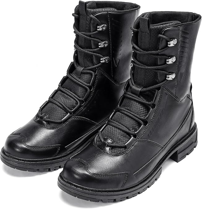 YOUTHUP Men's Retro High-Top Boots Lace-Up Vintage Style Heeled Boots