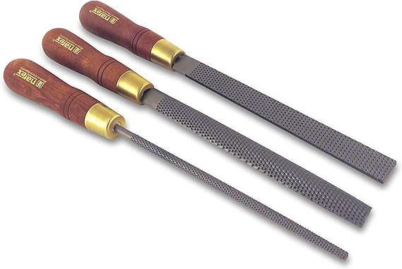 Narex 3 Piece Set Round Rattail, Half Round and Rectangular 200 mm Cabinetmaker Wood Course Cut Rasp 854202