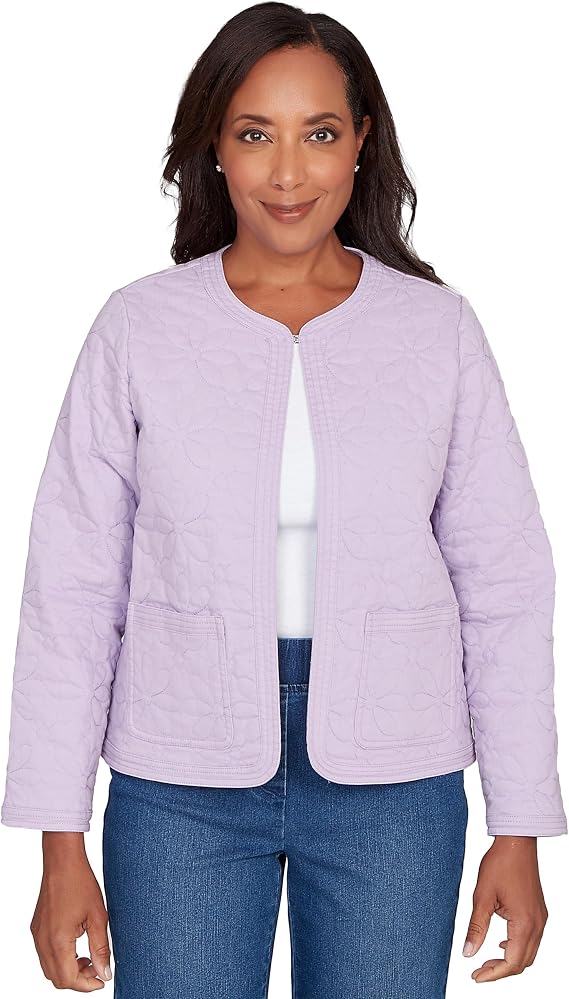Alfred Dunner Women's Floral Quilted Patchwork Jacket