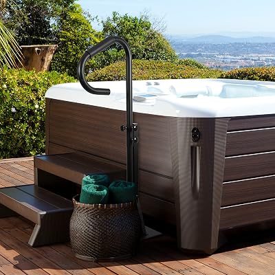 600LBS Capacity Hot Tub Handrail 56 H Safety Handrail Pivots 360 Rotatable Adjustable Height Spa Hot Tub Handrail Slide-Under Base