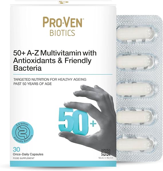 Pro-Ven Biotics for Adults Age 50+ | Gut Health & Immune System Support | 2.5 Billion CFU Friendly Bacteria & Multivitamin Supplement | 30 Capsules
