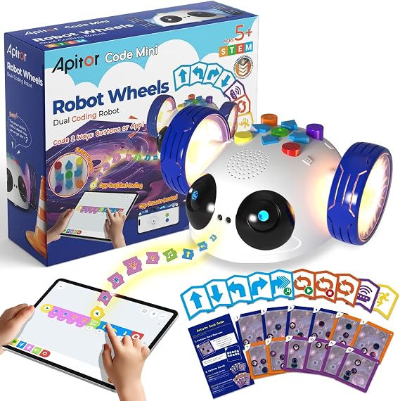 Apitor Robot Wheels, STEM Toys for Kids Ages 5-8, Educational Coding Robot