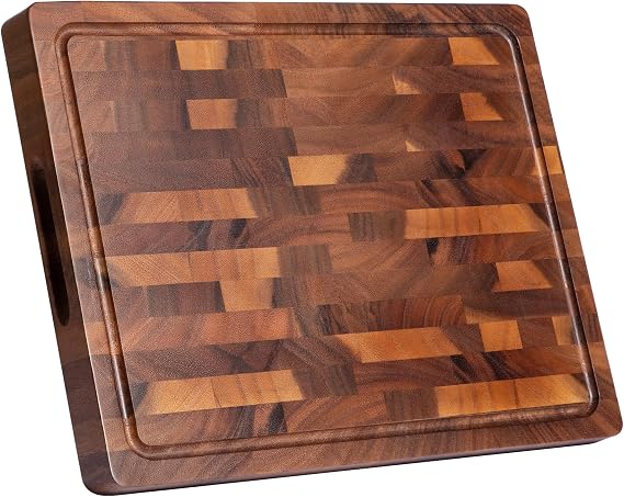 Walnut Cutting Boards for Kitchen, End Grain Wooden Cutting Board Double Sided, Thick Chopping Board with Handle, Large Charcuterie Butcher Block Meal Prep & Serving with Gift Box, 17"13"1"