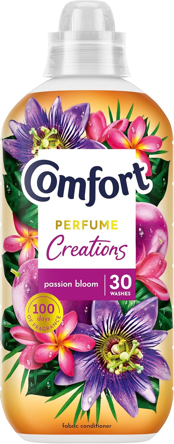 Comfort Perfume Creations Passion Bloom Fabric Conditioner Motion-Activated Fragrance Technology 100 Days of Freshness 30 washes 900 ml