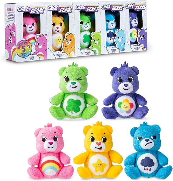 Micro Teenies - Care Bears 3" Micro Plush 5-Pack Treasure Box - Cheer, Laugh A-Lot, Good Luck, Grumpy and Harmony Bear