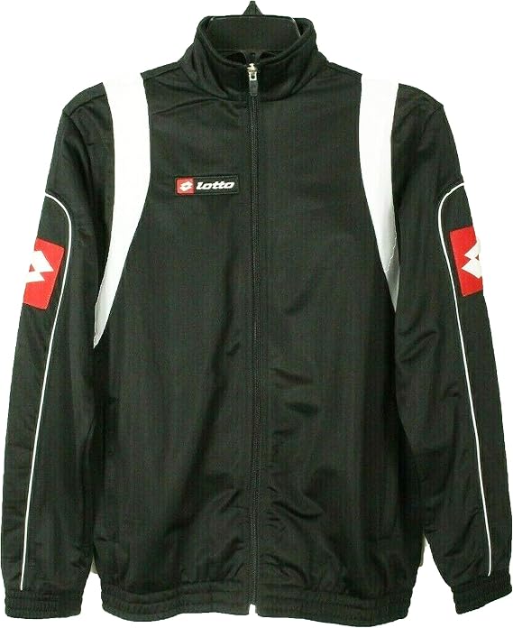 Lotto Italian Sport Design Boys Youth Black Athletic Track Jacket Size YL
