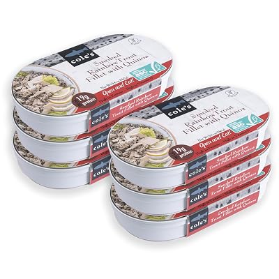 COLES - Smoked Rainbow Trout Fillet with Quinoa | Open & Ready to Eat Meal | 5.6 oz Canned & Hand-Packed | 19g Protein | High in Vitamin D | 6 pack